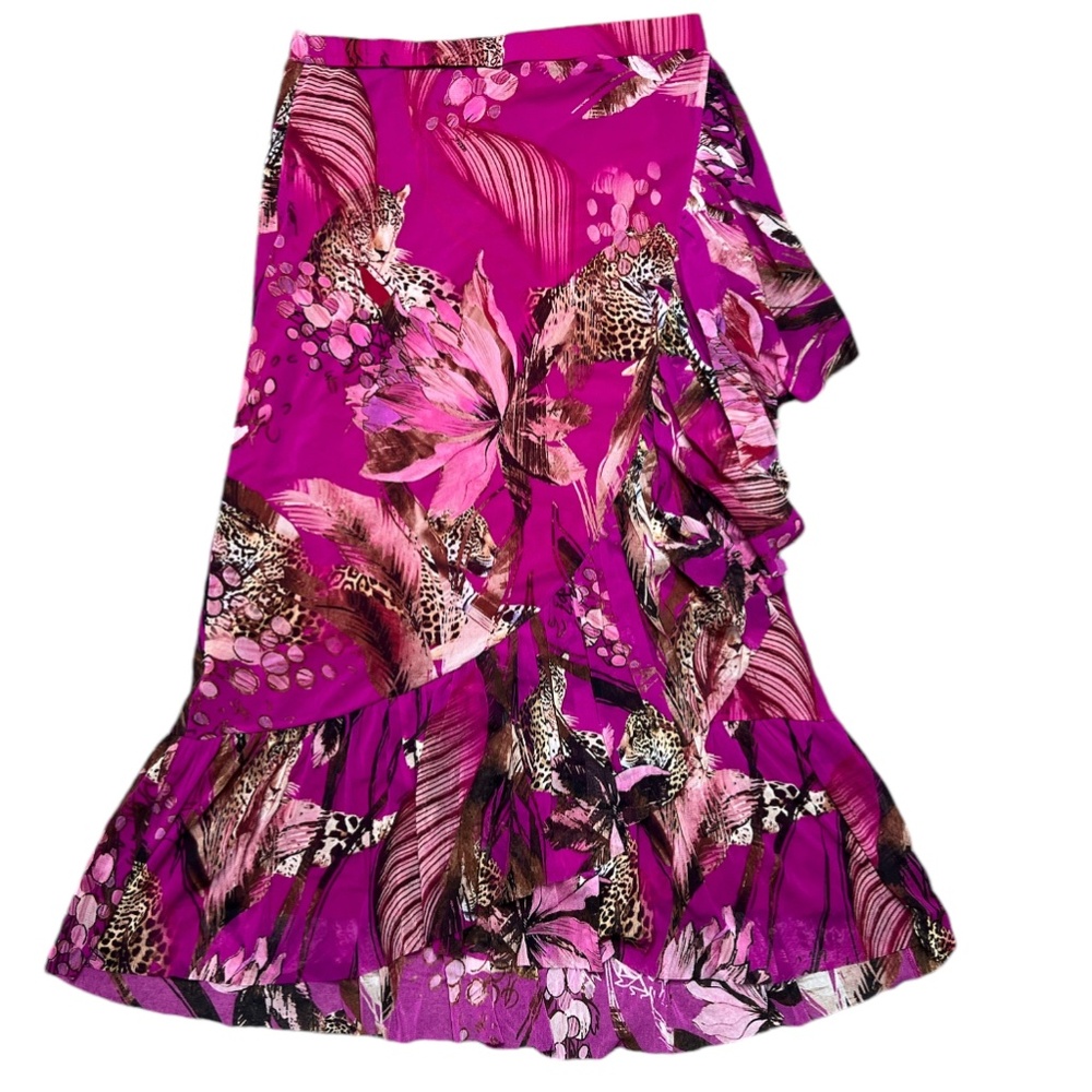 Fuzzi leopard & floral print azalea skirt size L - Picture 2 of 6